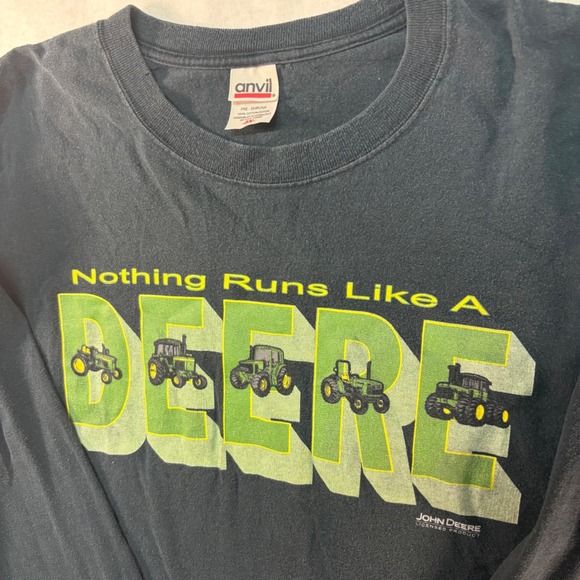 VTG John Deere‎ Mens 3X Long Sleeve Shirt Nothing Runs Like A Deere Graphic Tee